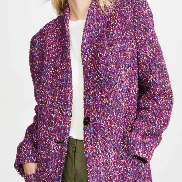 VERONICA BEARD Crispin Coat, Purple Multi Metallic Boucle Fabric, Size 8 - Picture 4 of 9